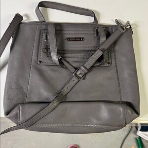 Michael Kors Charcoal Gray Leather Shoulder Bag with Crossbody Strap